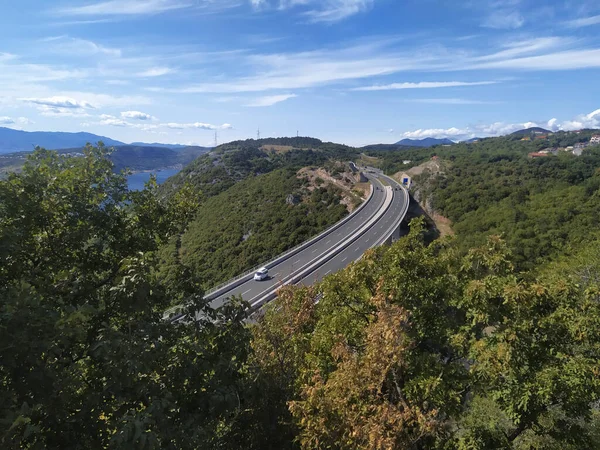 New Croatian Highway City Kraljevica Krizisce Famous Lot Tunnels Viaducts — Stock Photo, Image