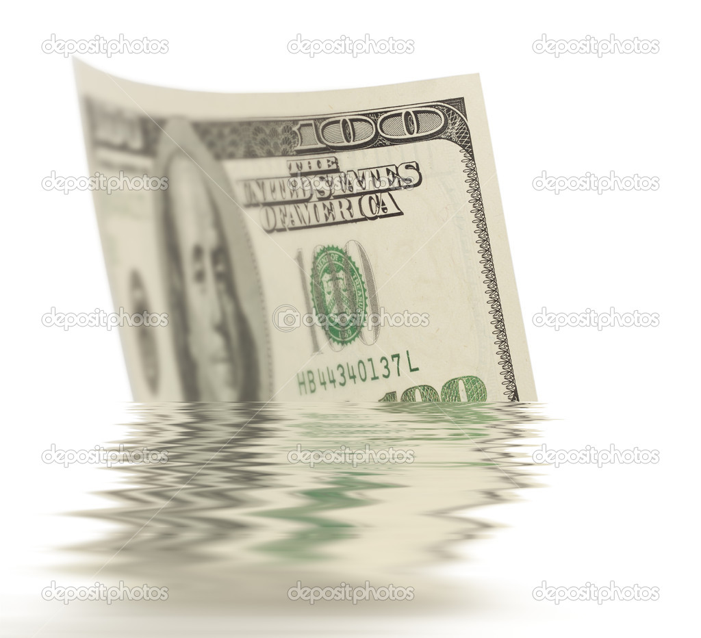 Dollar floating on the water