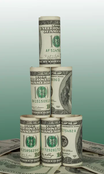 Pyramid of hundred dollar — Stock Photo, Image