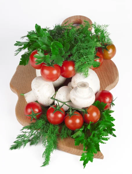 Tomates vermelhos e cogumelos — Fotografia de Stock