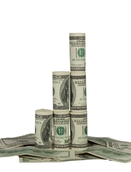 The growing pyramid of dollar bills — Stock Photo, Image