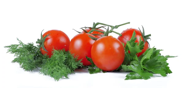 Tomates sur légumes verts — Photo