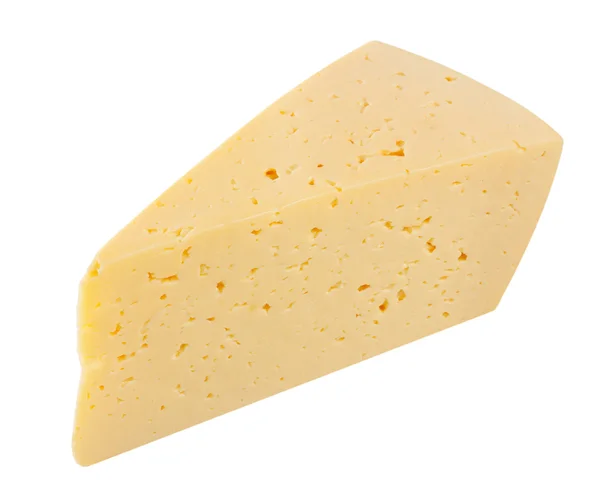 Треугольный кусок сыра с отверстиями — стоковое фото