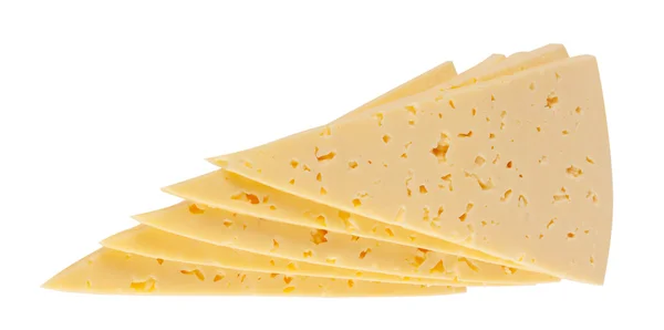 Triangular pieces of sliced cheese — Stock Photo, Image