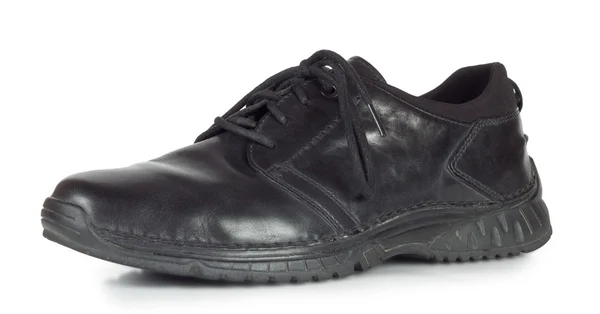 Černé kožené boty — Stock fotografie