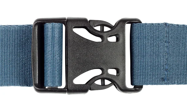 Plastic buckle with a blue belt — Stock Photo, Image