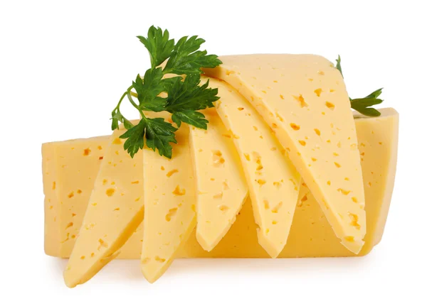 Plakjes kaas met peterselie — Stockfoto