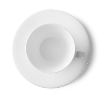 Beyaz fincan ve çay tabağı