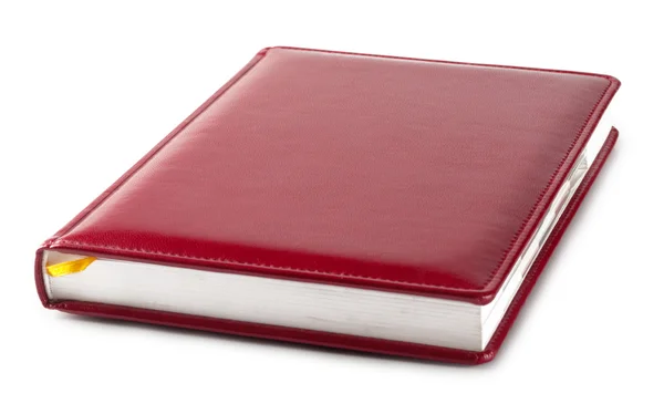 Röd dagbok med bokmärke — Stockfoto