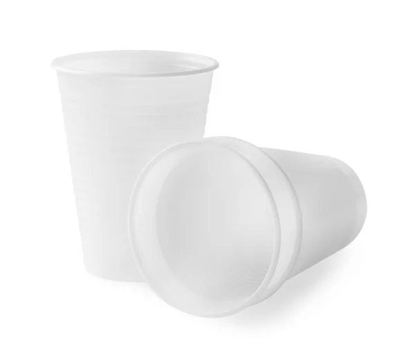 Три пустые пластиковые чашки — стоковое фото