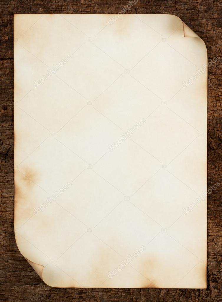 Sheet of old paper with curled edges