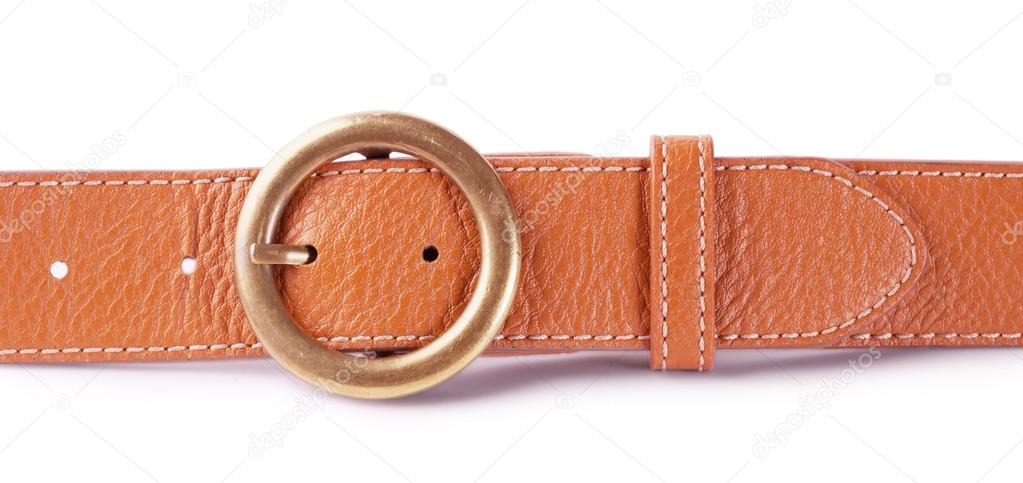 Brown leather belt with buckle