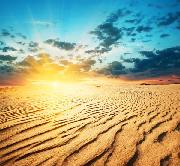 Puesta de sol roja en un desierto — Foto de Stock