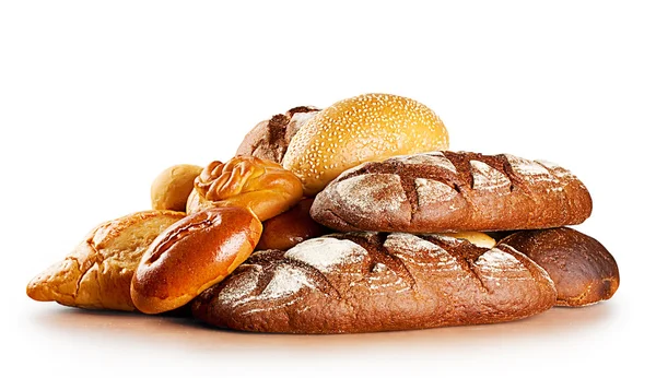 Diferentes tipos de pila de pan apilado — Foto de Stock