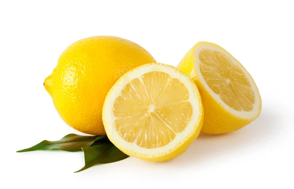 Sliced lemons with leaves — Stock Photo, Image