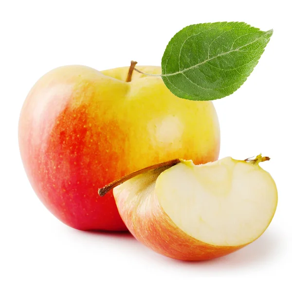 And a slice of apple with leaf — Stock Photo, Image