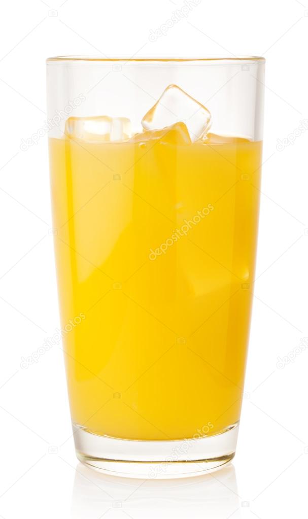Orange juice with ice cubes