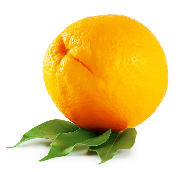 Ripe orange with leaves — Stock Photo, Image