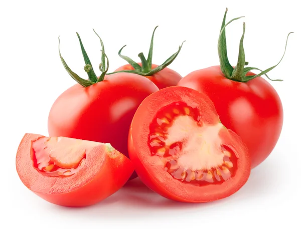 Whole and sliced red tomatoes — Stock Photo, Image
