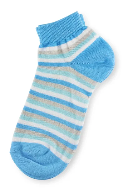 Couple of trendy blue striped socks — Stock Photo, Image