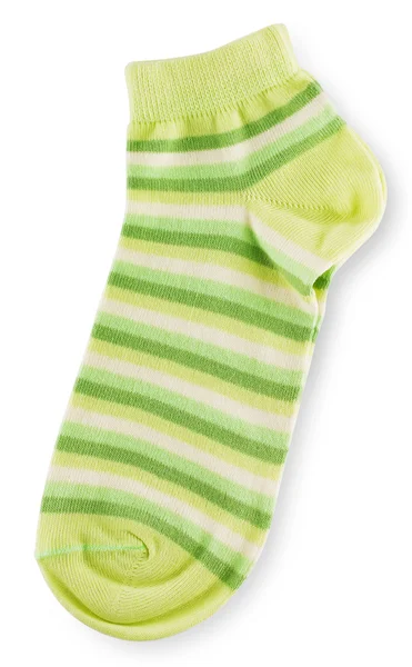 Fashionable pair of green striped socks — Stock Photo, Image
