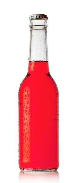 Bottle of red cocktail with drops — Stock Photo, Image