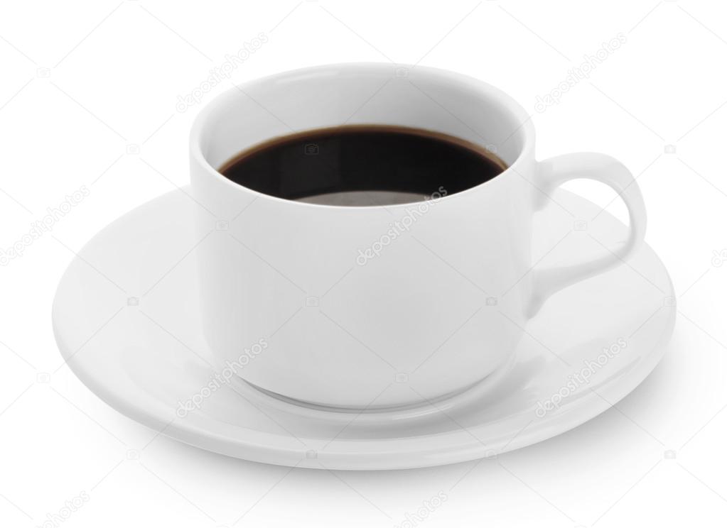 White cup of black coffee