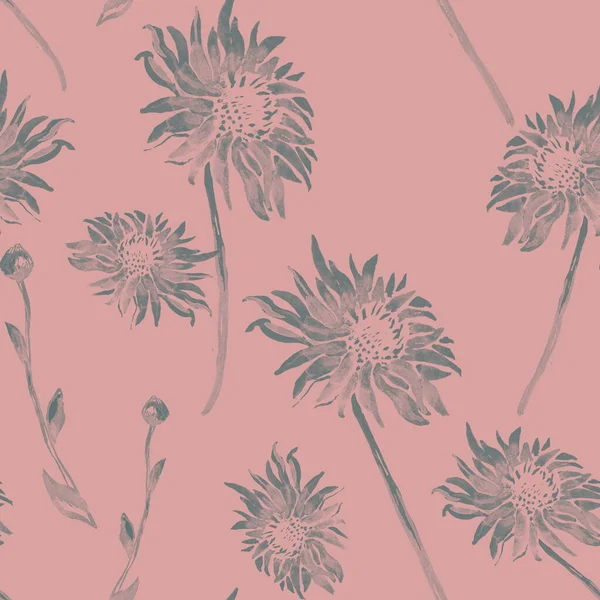 Ηρεμία floral απρόσκοπτη μοτίβο με γκρι Gerbera σε πλήρη άνθιση. — Φωτογραφία Αρχείου