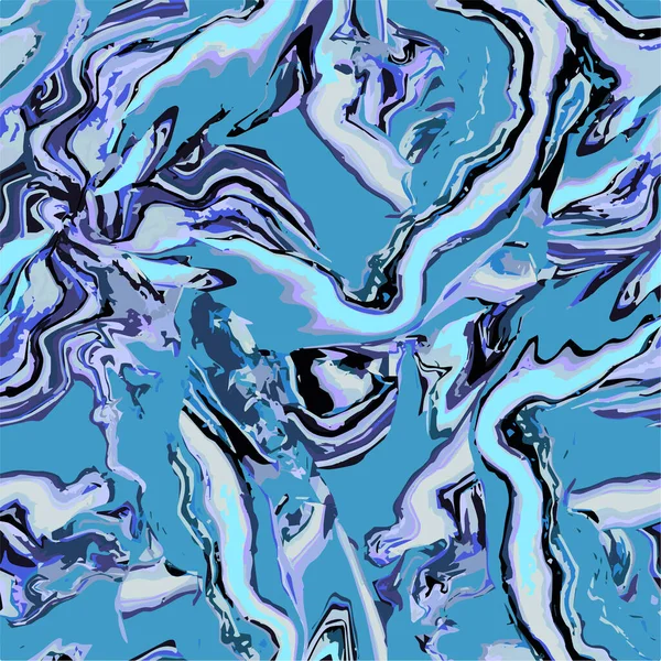 Fluid Art abstracte blauwe achtergrond met gekrulde golf en marmer effect. — Stockvector