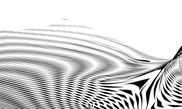 Bannière abstraite rayée noire et blanche avec effet illusion optique. — Image vectorielle