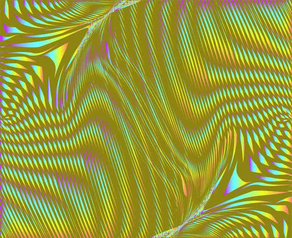 Psychedelic abstrato neon tons textura com linhas ilusão óptica. — Vetor de Stock