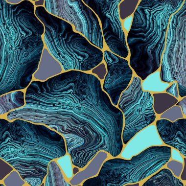 Moda kintsugi soyut desenli, altın çatlaklı kusursuz desen.