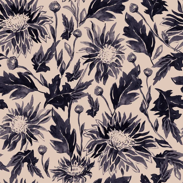 Twee toned bloemen naadloos patroon met geïsoleerde Gerbera in volle bloei. — Stockfoto