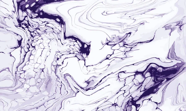 Abstracción de moda con burbujas y efecto mármol en violeta sobre blanco. — Vector de stock