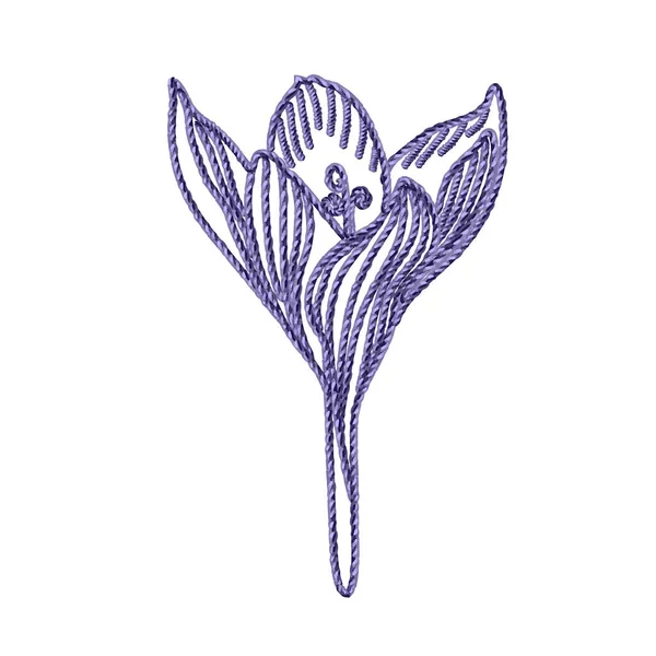 Imitação de flor de croco do elemento de design de bordado de fio mouline —  Vetores de Stock