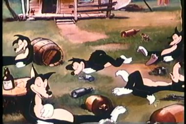 Kurtların çizgi filmi sarhoş bir şekilde kestiriyor.