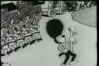 yürüyen bir karikatür band kurşun tarafından baton olmus