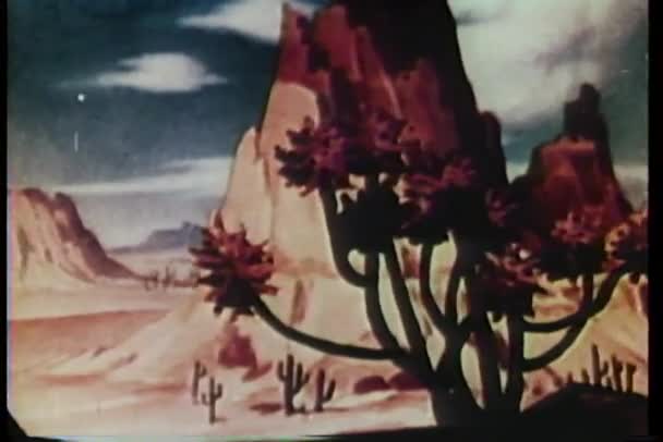 Panoramique formations rocheuses de dessins animés dans le désert — Video