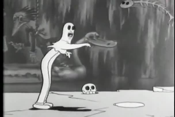 Cartoon of ghost dancing and taking a drink — Stock Video