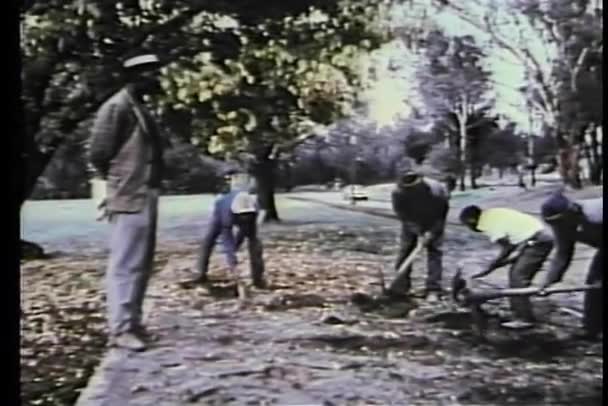 Zuid-Afrikaanse arbeiders opgraven van wegnaar pick assen — Stockvideo