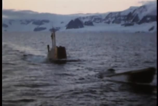 Submarine surfaces in arctic waters — Stock Video