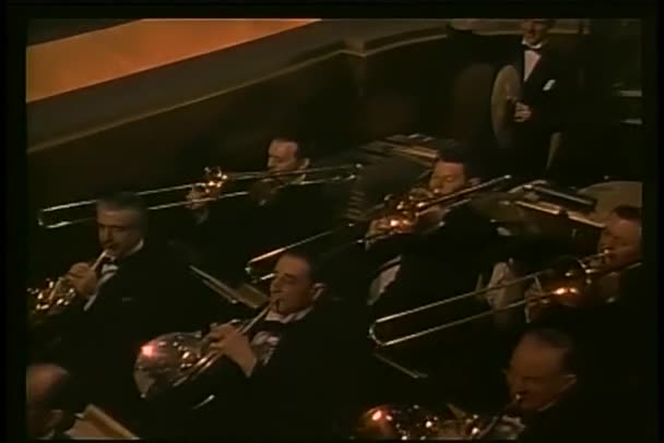 Orchestra playing in theater — Stock Video