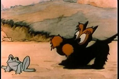 bir kurbağa havlayan köpek çizgi film