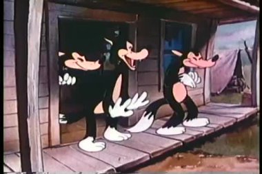 karikatür verandada üç eğlenerek kurt