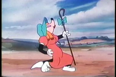 Kadın kılığına girmiş bir kurt flirtatous çizgi film