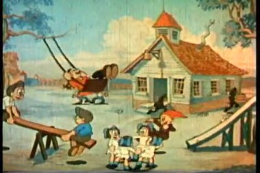 okul binası oynayan geniş çekim çocuk