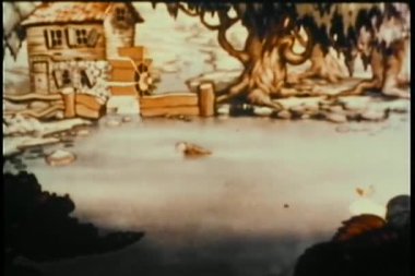 su birikintisi içinde yüzmeye ördek ailesi