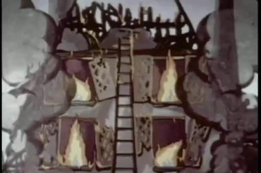 alevler evi yanan tokalaşırken karikatür