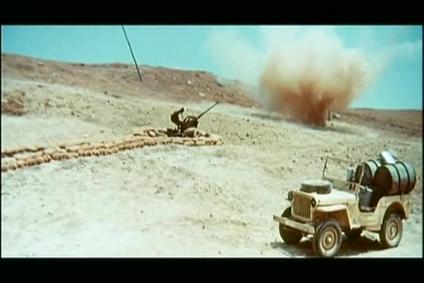 Two soldiers in a trench dodging nearby explosion — Stock Video