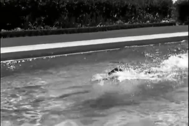 Mann schwimmt im Pool — Stockvideo